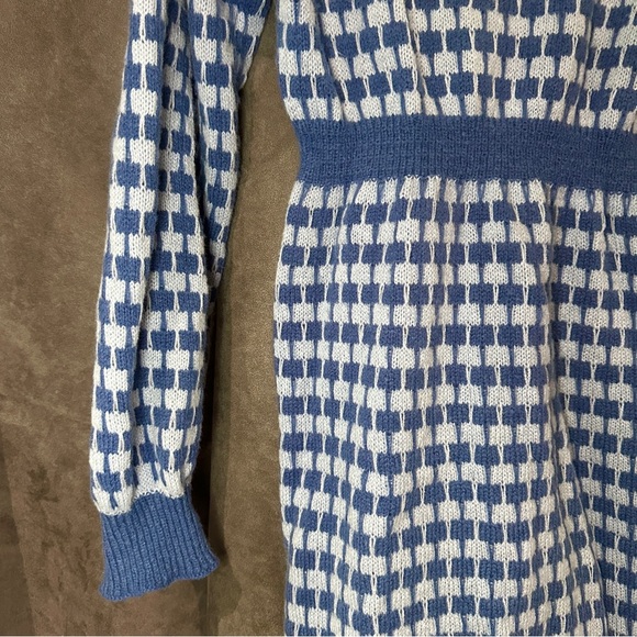 MODA ME COUTURE Sweater Dress Polyester Houndstooth Quiet Luxury L Blue - Picture 9 of 10